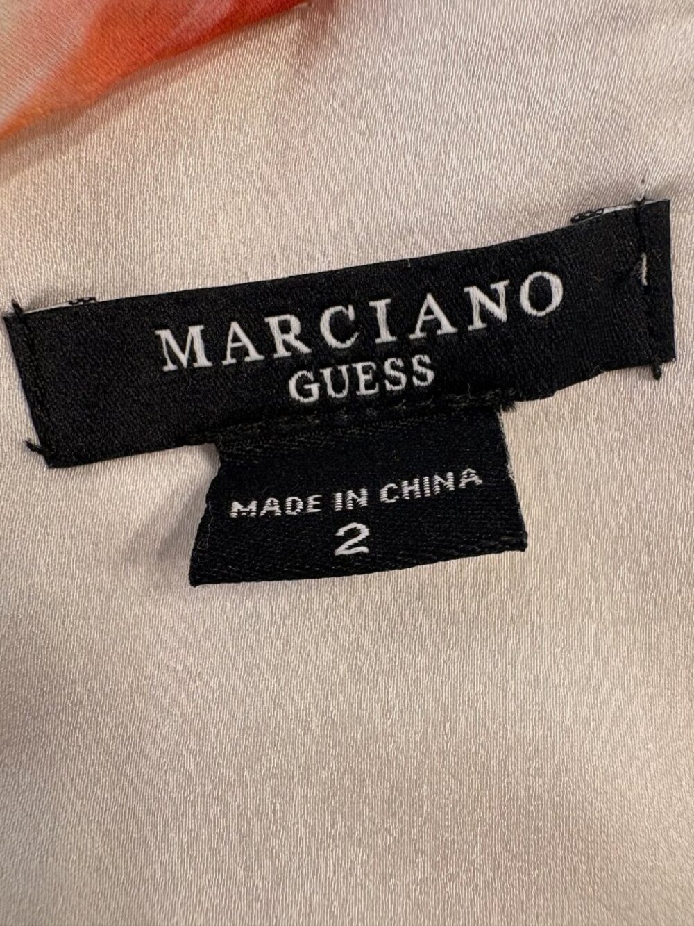 Marciano Guess Pink White Watercolor Satin Bustier Crop Top Sheer Sleeve Size 2 - Picture 8 of 10